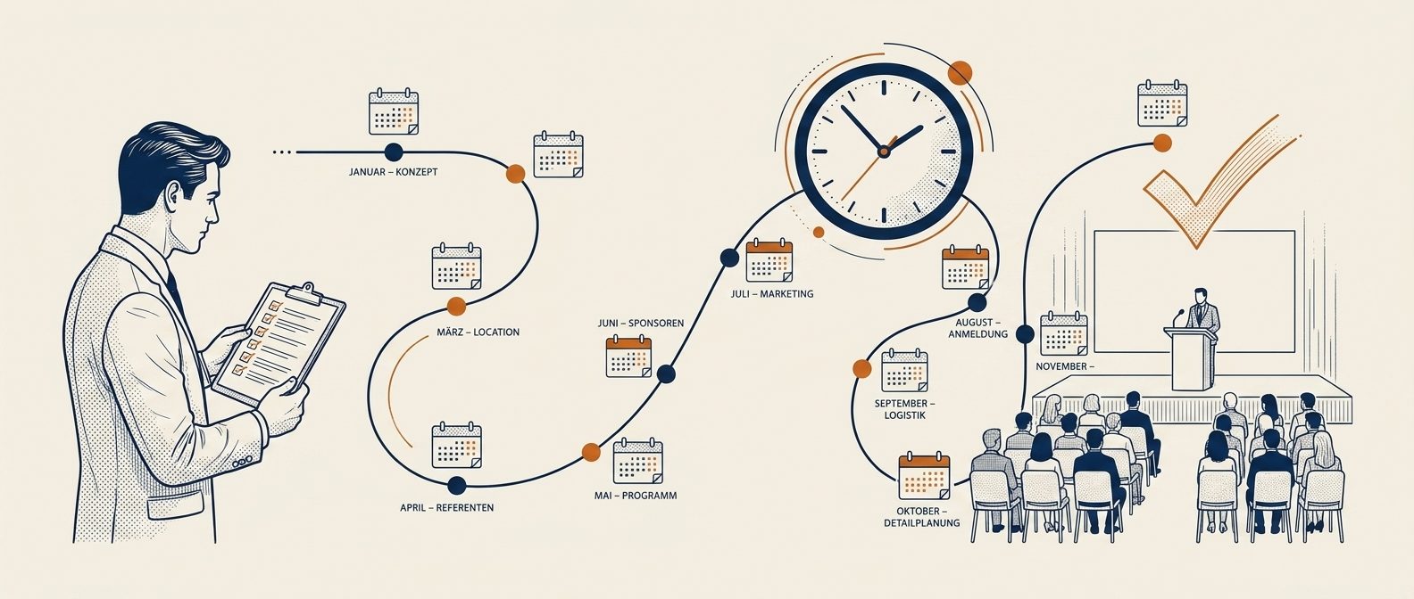 Jahrestagung planen: Die Checkliste mit 12-Monats-Timeline